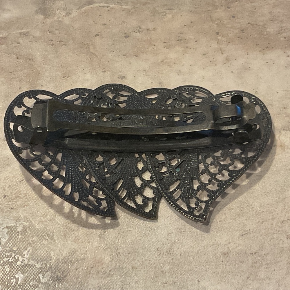 Filigree Hair Barrette Copper vintage 3” long Black - Picture 2 of 4